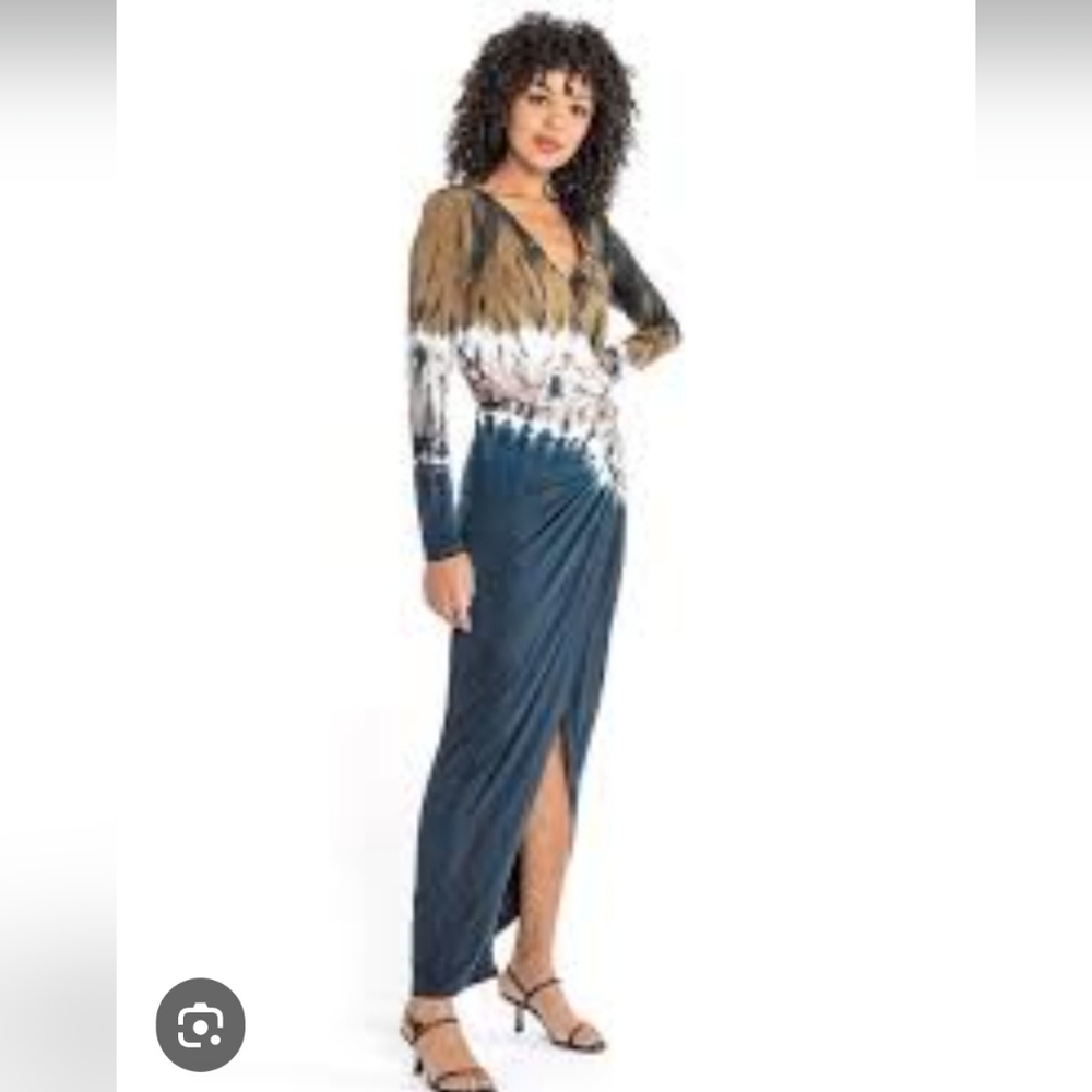 YOUNG FABULOUS & BROKE Bennet Long Sleeve Tie Dye Maxi Dress | SZ S